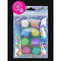 MY BASIC Набор графических лайнеров для макияжа UVglow Neon Pastel / 01 Candy, 8 шт х 5 г, 7DAYS