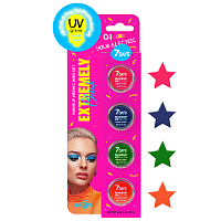 EXTREMELY CHICK Набор графических лайнеров для макияжа UVglow Neon / 04 Your electric, 4х5гр, 7DAYS