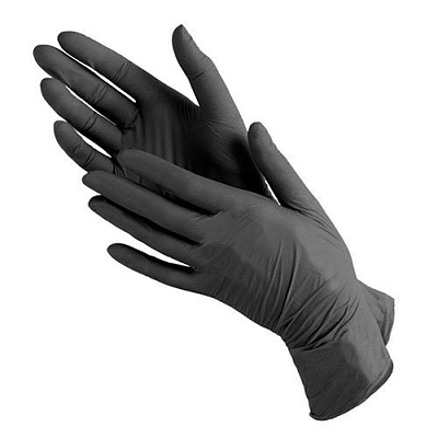 Перчатки нитриловые смотровые нестерильные текстурированные на пальцах черные (размер S) BENOVY