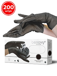 BENOVY ТPE перчатки из термопластичного эластомера, текстурированные, черные, L, 100/1000 пар