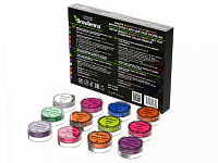 Набор неоновых пигментов для цветной разметки,12 цветов, 12х1 г, BrowXenna